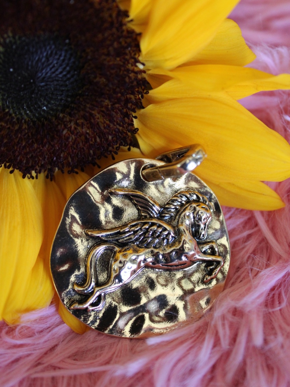 Free People Gold Pegasus Horse Statement Pendant NWT